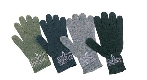 Size 5 G.I Wool Glove Liners Black