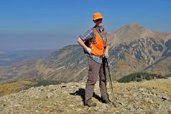 A properly attired hiker: Blaze orange in hunting season